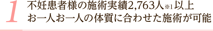 不妊患者様の施術実績2,763人以上。お一人お一人の体質に合わせた施術が可能